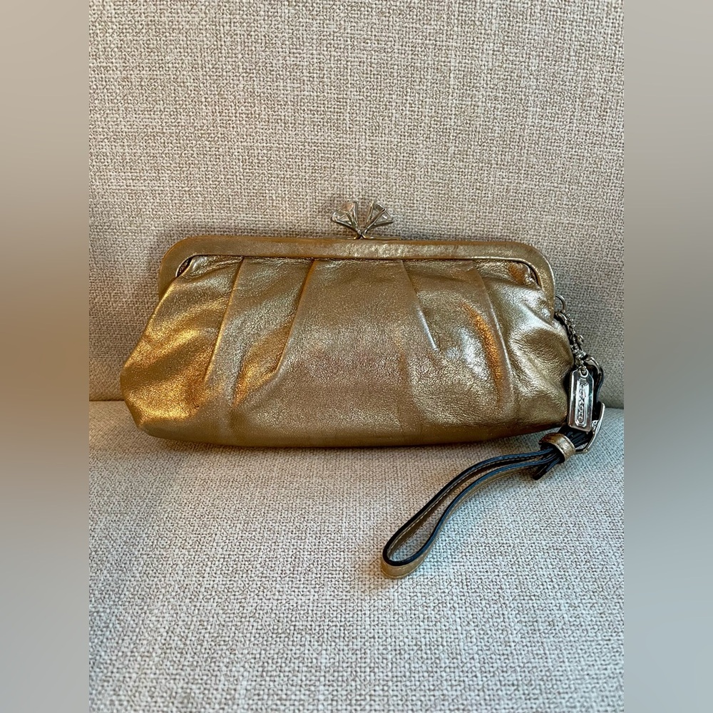 Coach Kisslock Gold Wristlet